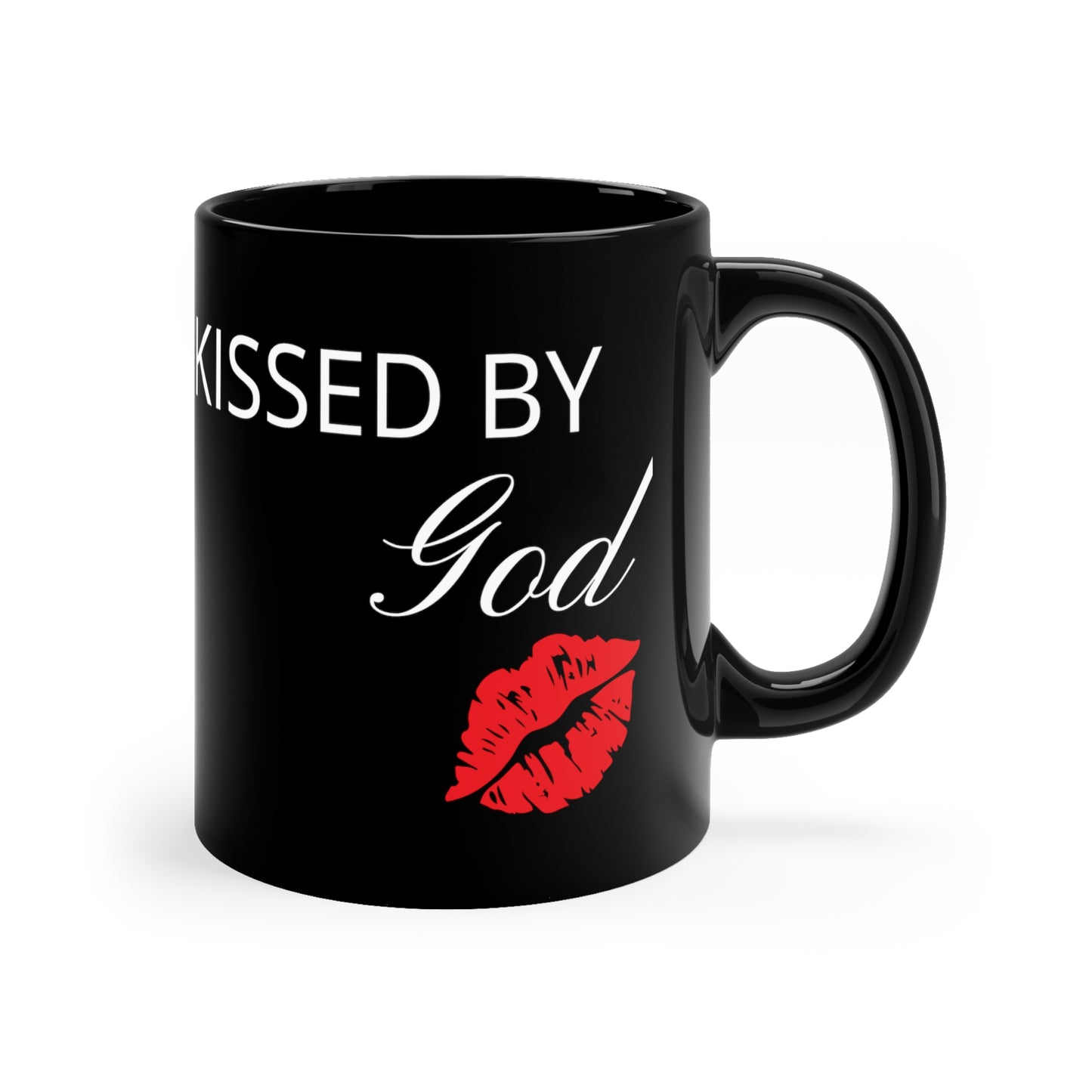 Kissed by God Black Coffee Mug, 11oz