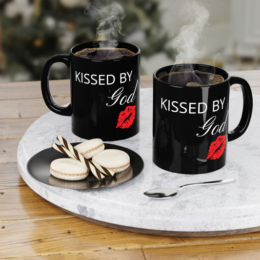 Kissed by God Black Coffee Mug, 11oz